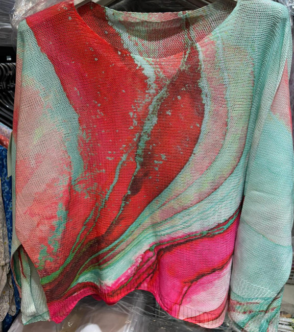 Swirl Printed Spring 3/4 Sweater