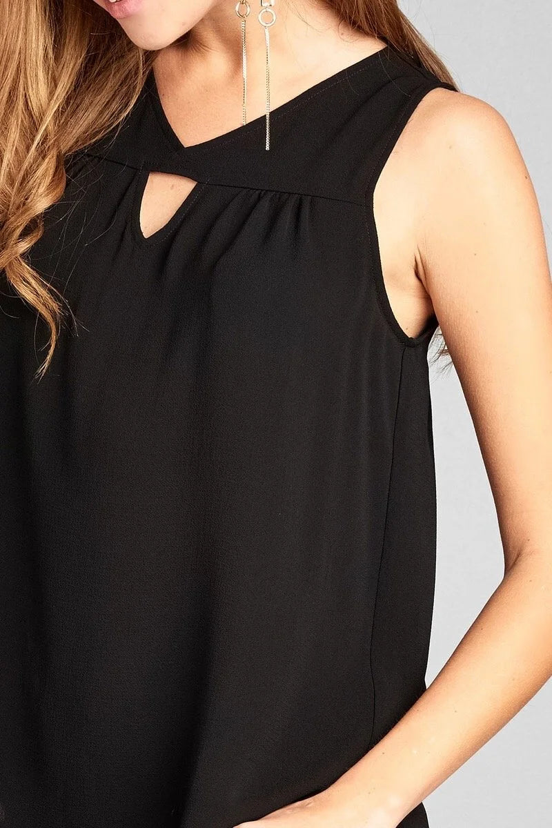 Sleeveless Fitted Top with V-Neck