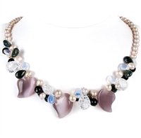 Heart Amethyst Stone and Fresh Water Pearls Necklace