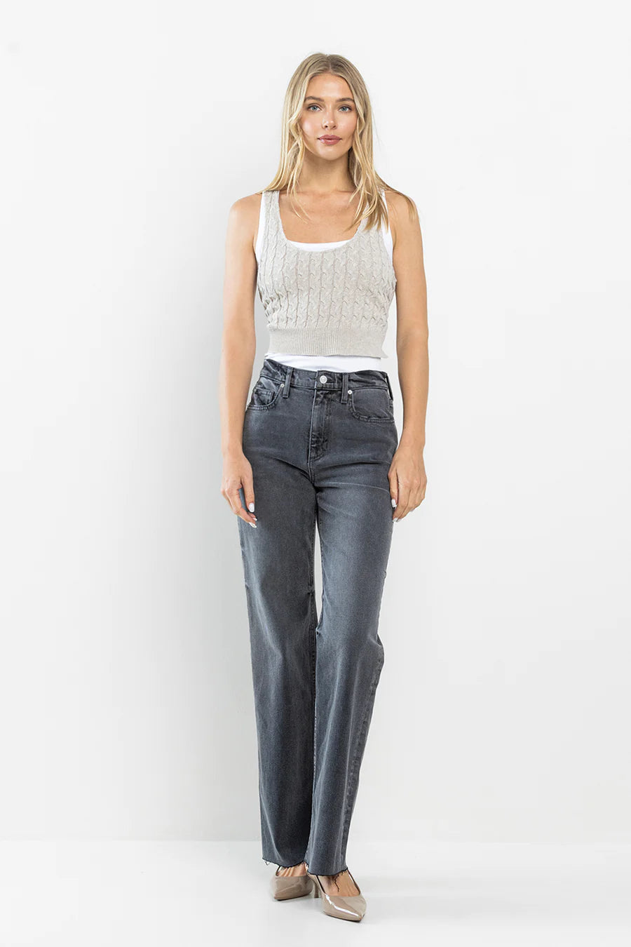 Wide Leg High Rise Jeans