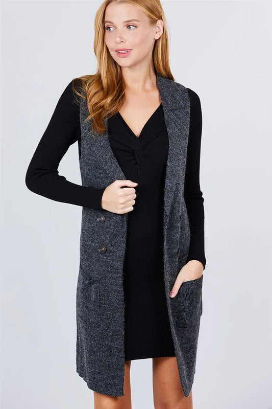 Long Sleeveless Sweater Vest
