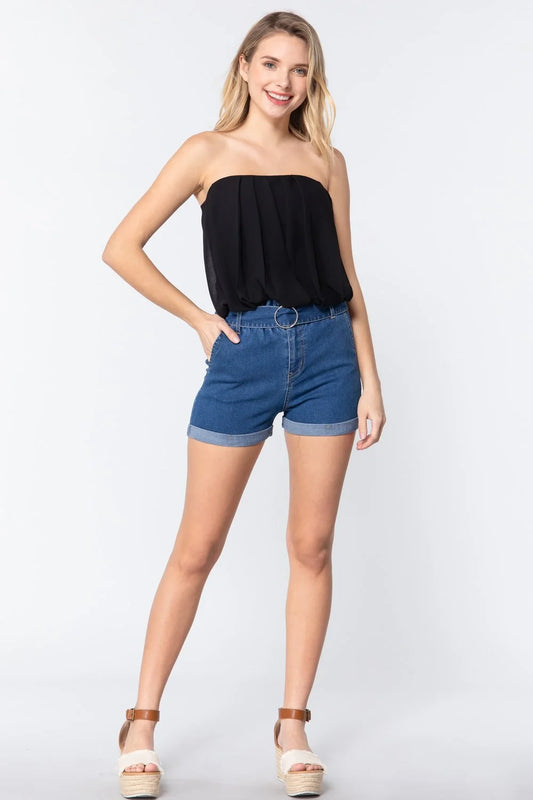 Shear Pleated Bandeau Top