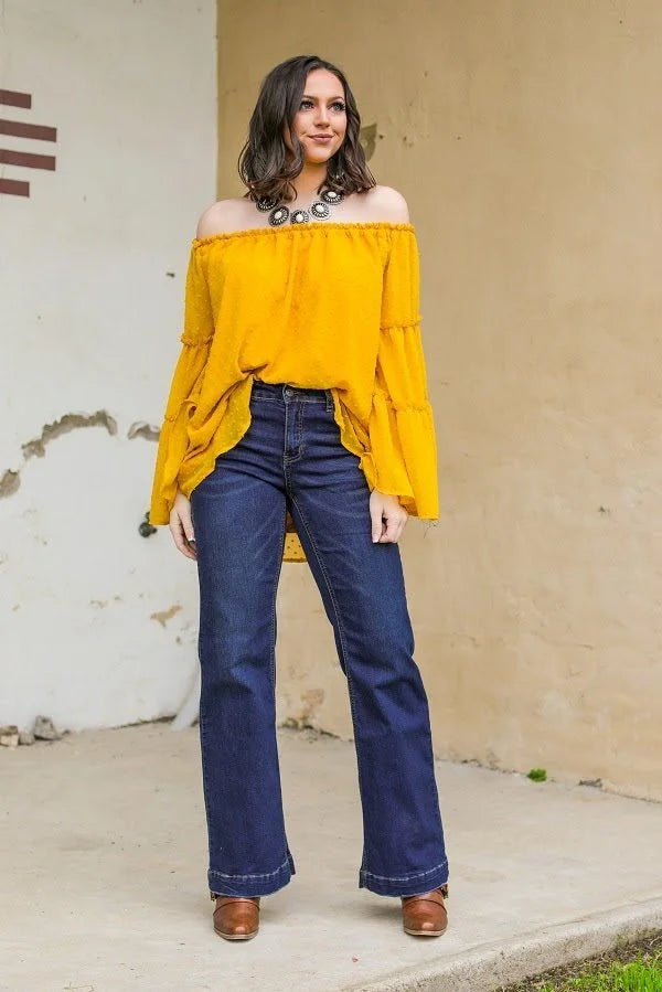 Mid Rise Jeans Wide Leg Pants