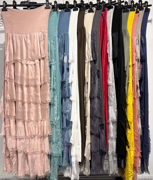 Italian Silk Tiered Solid Skirt